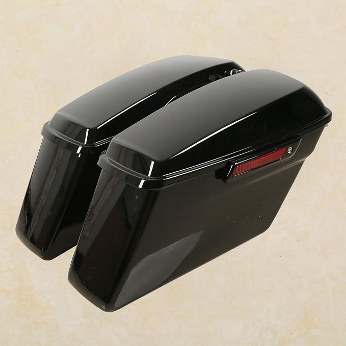 XFMT Vivid Black Motorcycle Saddlebags Hard Saddle Bags W/Black Latches & - Image 3