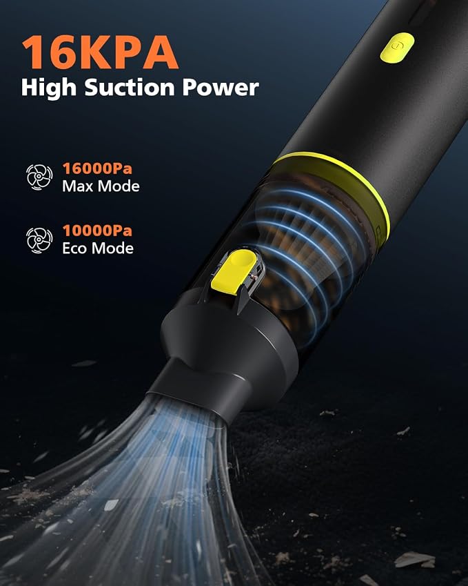 Car Vacuum Portable with 16000Pa Powerful Suction, Handheld Vacuum Cordless - Image 2