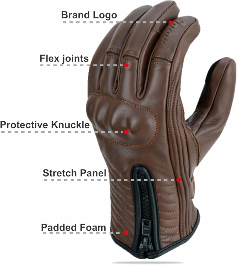 Full Finger Leather Motorcycle Gloves - Image 7
