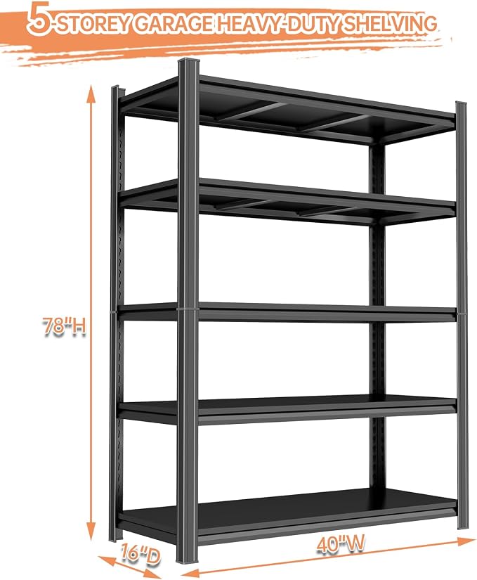 Garage Shelving Metal Storage Shelves 3500LBS Heavy Duty Shelf 5-Tier - Image 2