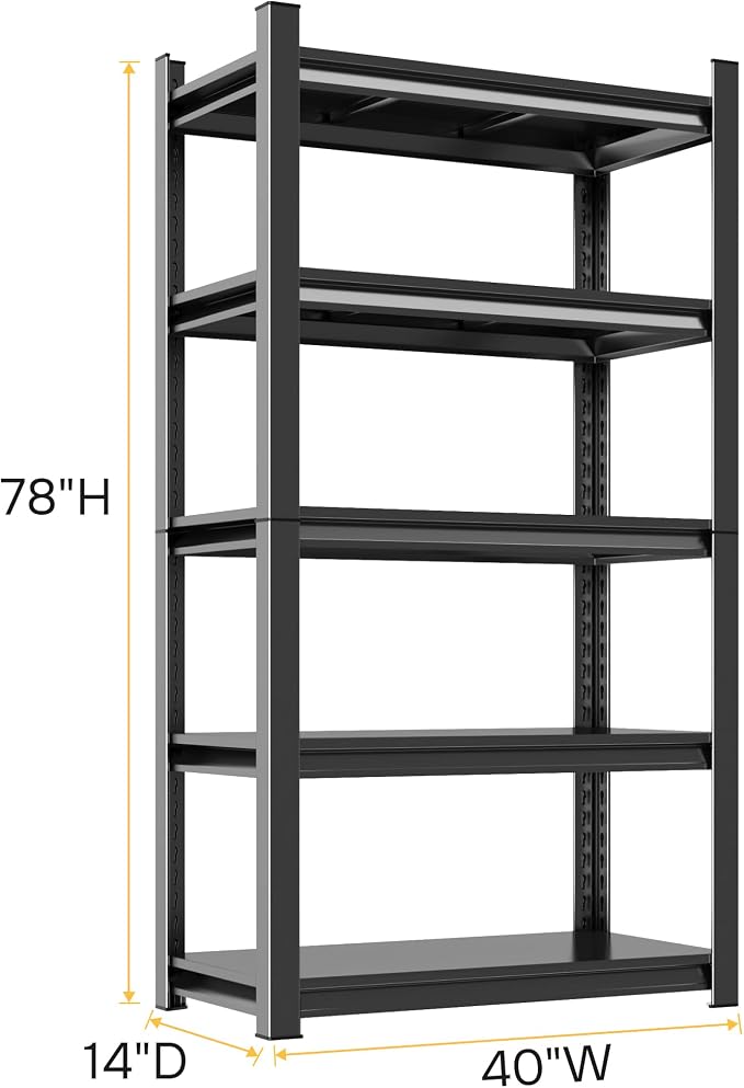 78''H Garage Storage Shelves Heavy Duty 3500 LBS Capacity Metal Garage Shelving - Image 3