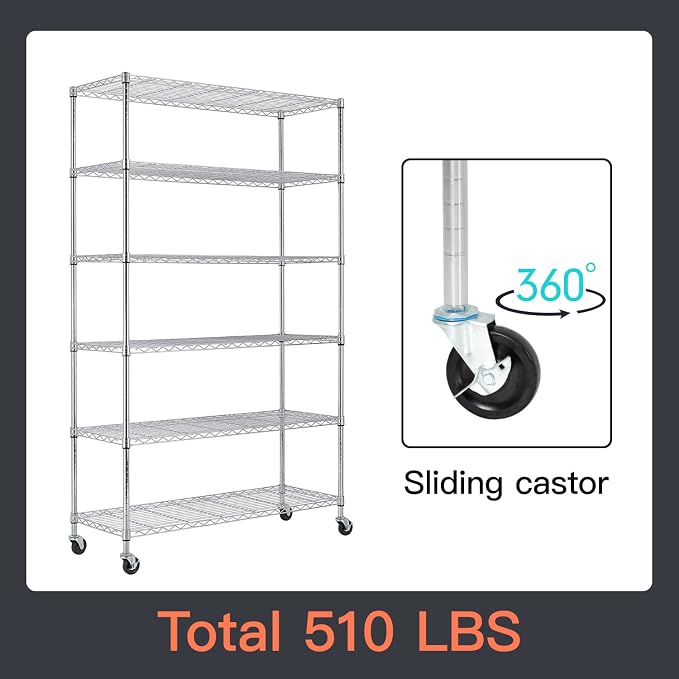 48" D×18" W×82" H Wire Shelving Unit Metal Shelf - Image 5