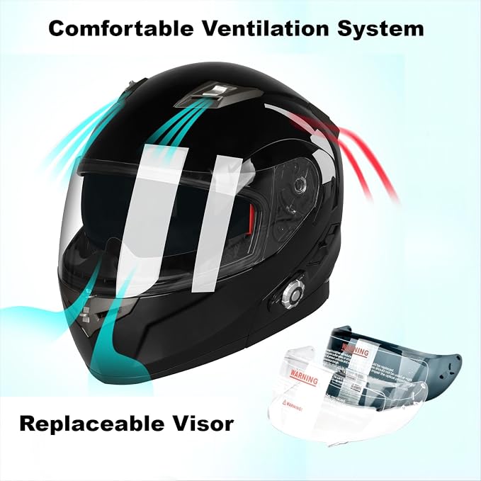FreedConn BM2-S Bluetooth Motorcycle Helmet, Flip-Up Modular Motorbike Helmet - Image 5