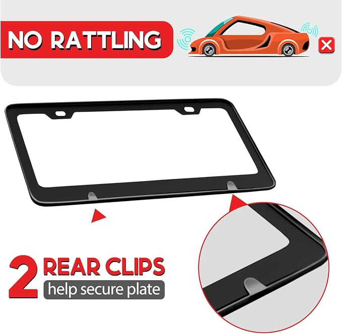 Black Cute Cartoon Floral License Plate Frame Colorful Flowers Stainless Steel - Image 4