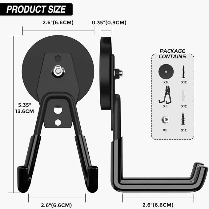 6 Pack Heavy Duty Storage Magnetic Utility Hooks Large Garage Strong Extra - Image 2