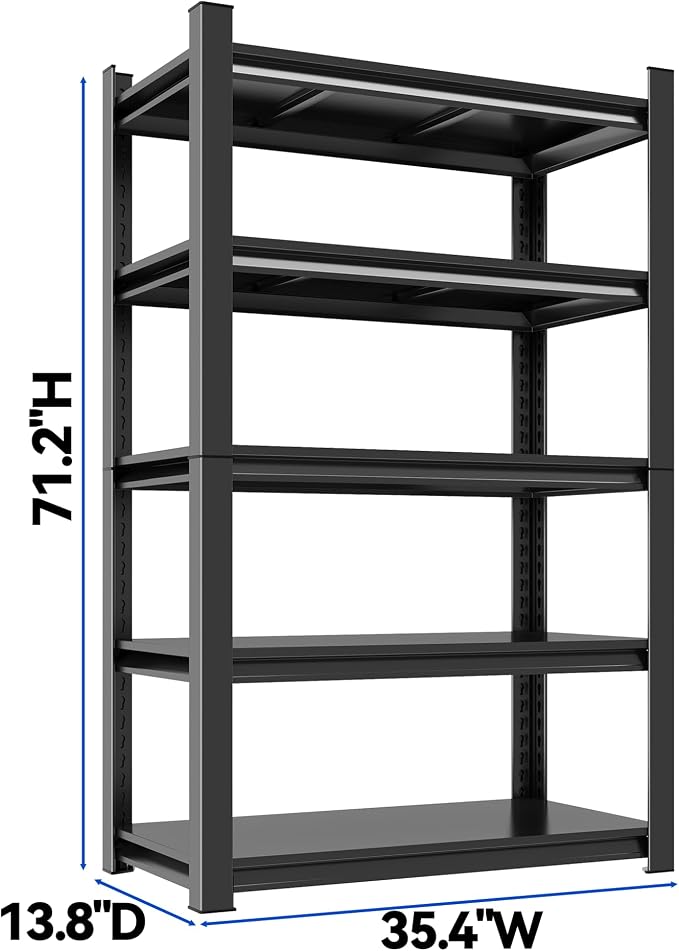 71.2"H Garage Shelving Heavy Duty Rack, 3000 LBS Extra Large Capacity 5 Tier - Image 2