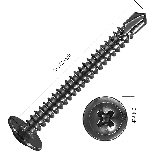 #8×1-1/2” for Sheet Metal Self-Tapping Screws 410 Black Stainless Steel Truss - Image 2