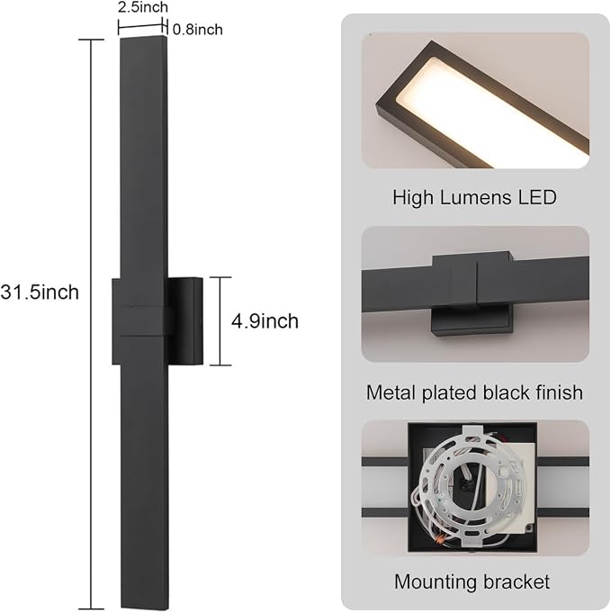 2-Packs Modern Outdoor Wall Lights 31.5" Long LED Outdoor Sconce Lights - Image 7