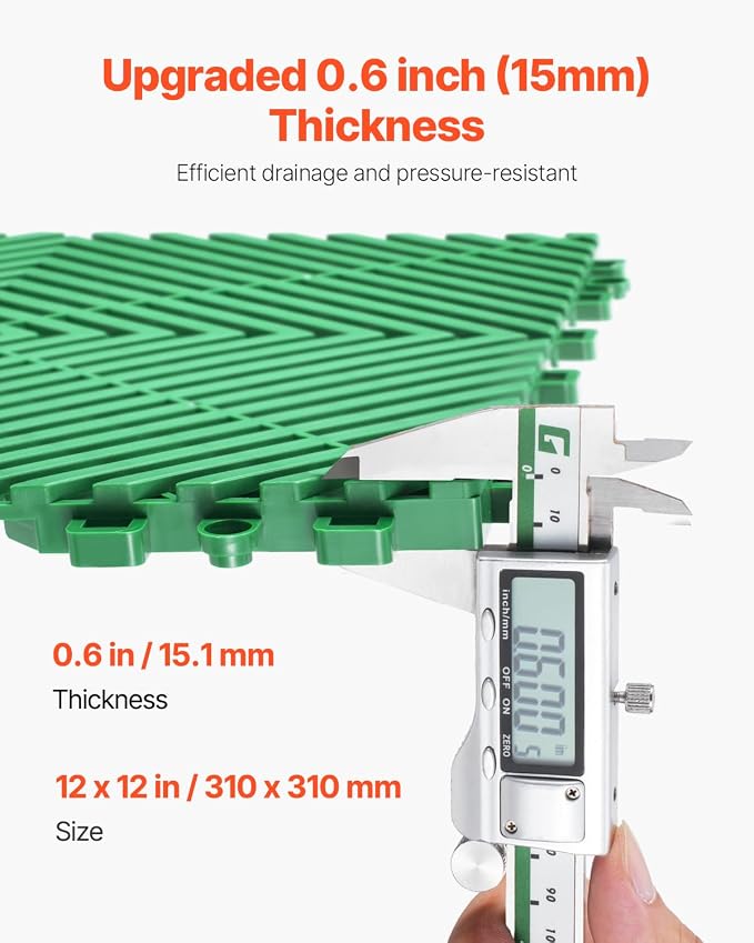 VEVOR Interlocking Drainage Mat, 12” x 12” Splicing Drainage Mats, Non-Slip - Image 3