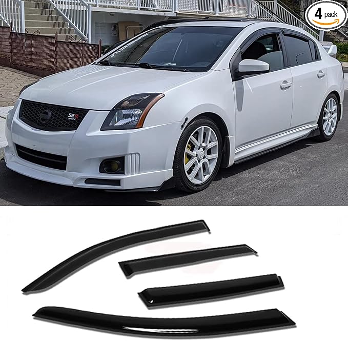 4pcs Side Window Deflector Visor Rain Guard, Outside Mount Tape-on Shatterproof by Deebior
