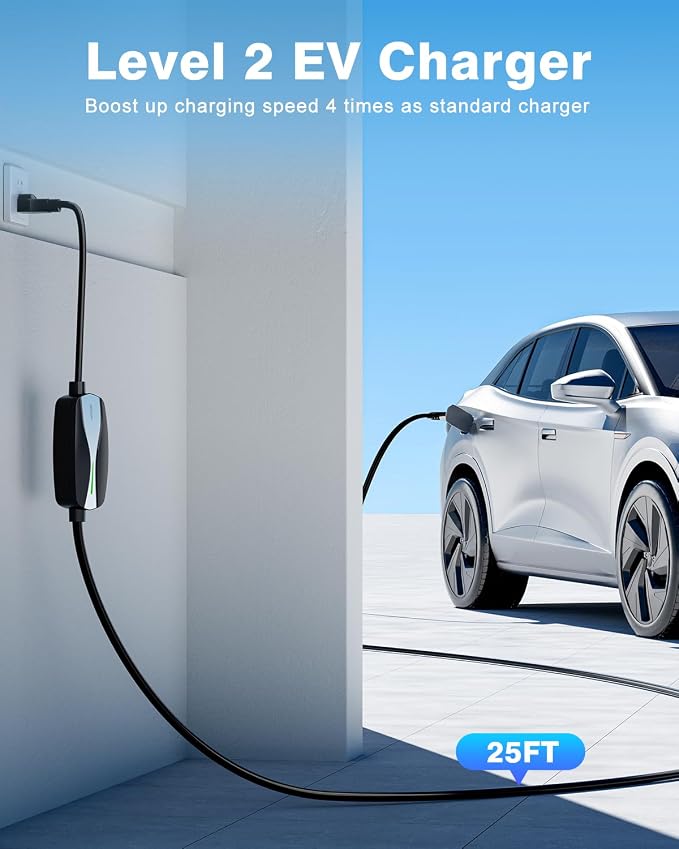 Level 1/2 EV Charger, 16Amp Electric Car Charger 25FT Cable - Image 4