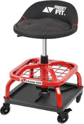 Rolling Shop Stool with Wheels, Garage Work Mechanic Stool with Backrest by FreekyFit