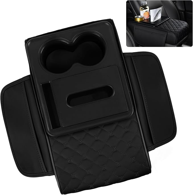 5 in 1 Car Armrest Storage Box for Center Console, Armrest Cushion Cover for Car by SCEDREAM