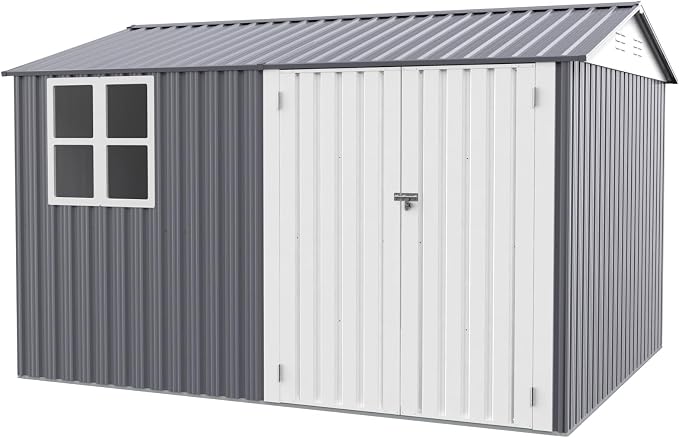 8x10 FT Outdoor Storage Shed, Metal Garden Shed - Image 9