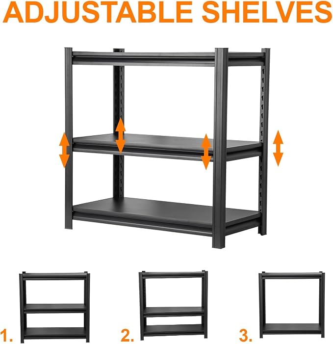 Metal Garage Shelving Unit, Heavy Duty 3-Tier 1050 LBS Loads Adjustable Storage - Image 6