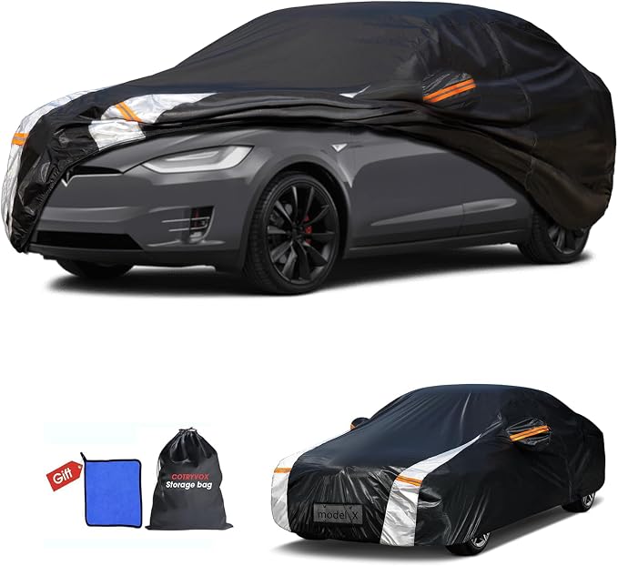 12-Layer Custom Fit Car Cover for Tesla Model X, Upgraded Waterproof by FocusonQualityServiceHear