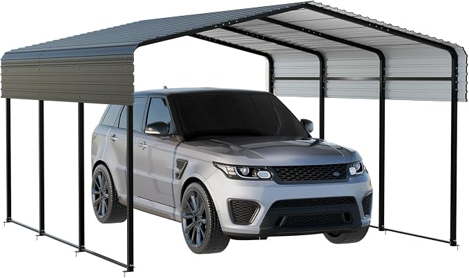 Metal Carport 10 x 15 FT with Heavy Duty Frame & Galvanized Steel Roof by NUGRIART