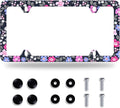 Watercolor Purple and Pink Hibiscus Flowers License Plate Frame License Plate by GORSNKYE