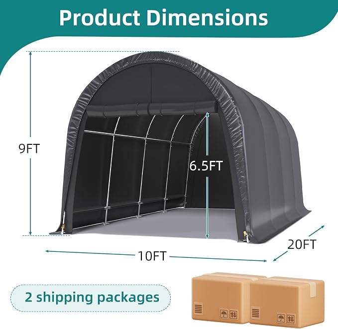 EROMMY Carport 10 x 20 FT Heavy Duty, Portable Garage - Image 3