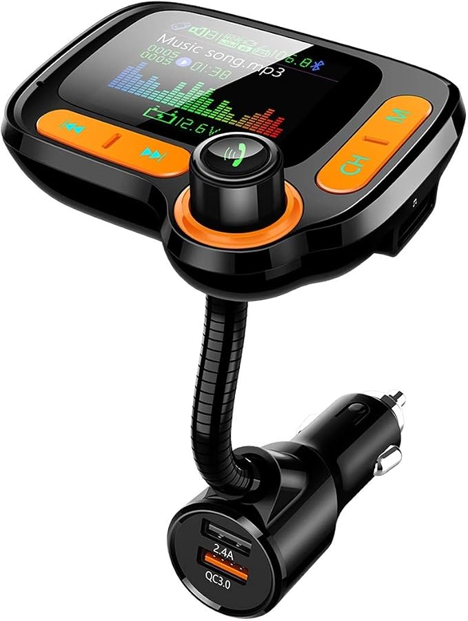 TSNAM Bluetooth FM Transmitter Car Adapter, Support Wireless Handsfree Call and by TSNAM