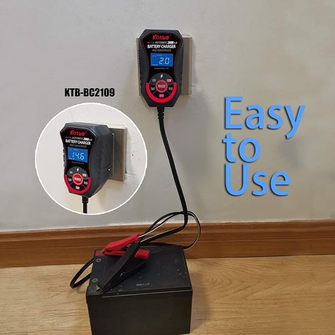 KATBO Battery Charger, 2Amp Battery Maintainer, car Battery Charger 6V 12V - Image 8