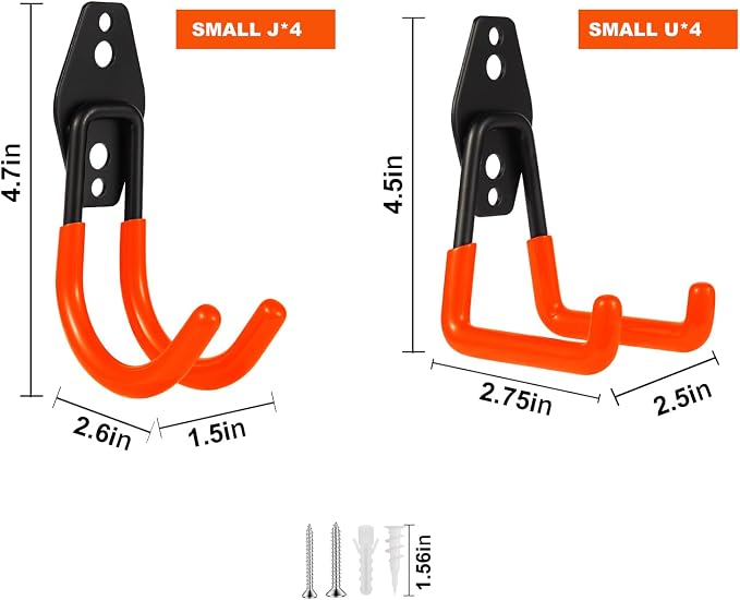 Steel Garage Hooks Wall Tool Organizer, 8 Pack Garage Storage Hook Heavy Duty - Image 2