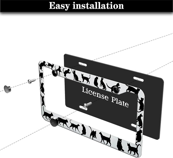 License Plate Frames for Women Black and White License Plate Frame for Men - Image 7