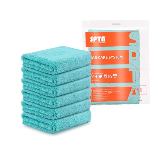 SPTA Microfiber Drying Towel Car Wash Drying Towel, 6 Pack Super Plush Edgeless by SPTA
