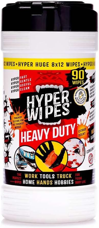 Hyper Wipes, 1 Pack Heavy Duty Hand & Tool Cleaning Wipes, Degreasing, All by JuniperCLEAN
