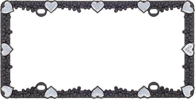 Creathome 3D Daisy Heart License Plate Frame from Pure Zinc Alloy Metal Perfect - Image 3