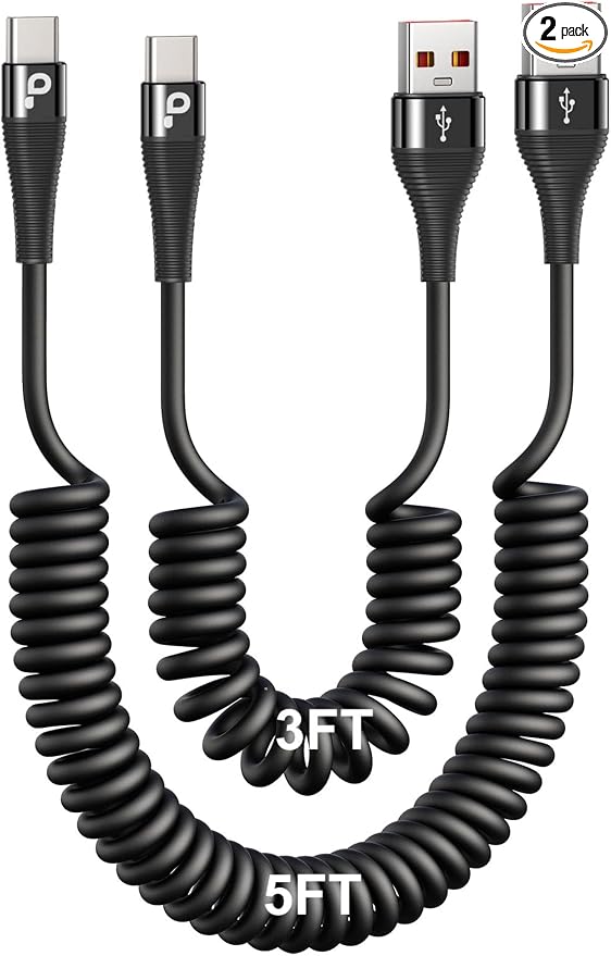 PRAKIE Coiled USB C Cable Fast Charging by PRAKIE