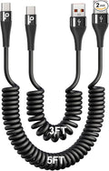 PRAKIE Coiled USB C Cable Fast Charging by PRAKIE