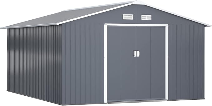 Outsunny 11' x 13' Outdoor Storage Shed, Garden Tool Metal Shed by Outsunny