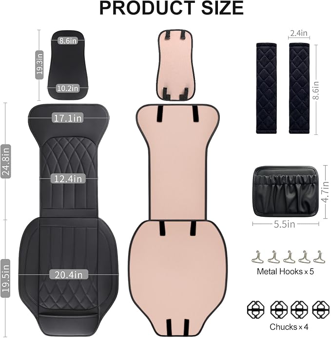 2 Pack Leather Front Car Seat Covers, Universal Sideless Car Seat Protectors - Image 2