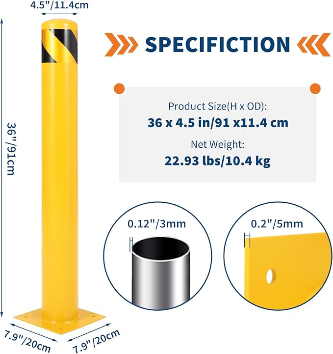 4.5x36 Inch Safety Bollard Post - Image 6