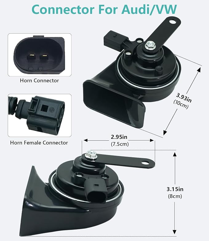 Car Horn Kit for Audi/Volkswagen, 12V Loud Waterproof Auto Horn, High Low Dual - Image 3