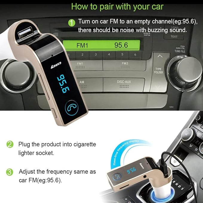 Bluetooth FM Transmitter for car, TIANSHILI handsfree Bluetooth Receiver Car Kit - Image 2