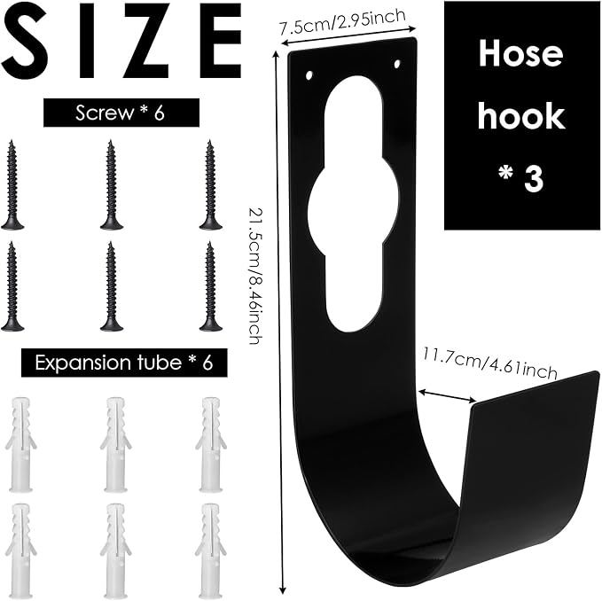 3Pcs Garden Hose Hanger Hook Carbon Steel Expandable Hose Holder Rack Wall - Image 3