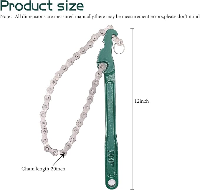 12 Inch Heavy Duty Reversible Chain Spanner Fits 1.5" to 6" Diameter Oil Filter - Image 7