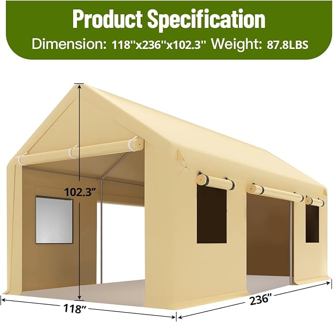 10x20 Ft. Metal Carport Garage - Image 2