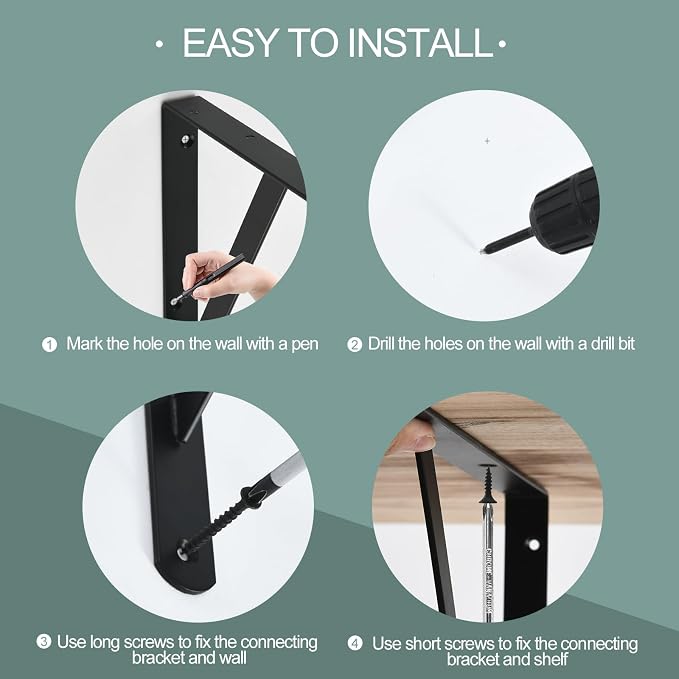 MHMYDZ 32 Pack L10 x H 8" Black Heavy Duty Shelf Brackets - Image 3