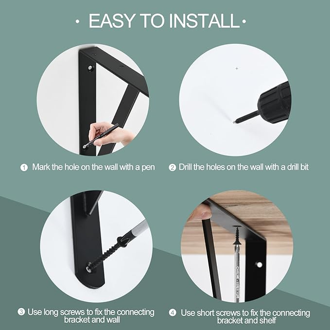 12 Pack L10 x H 8" Black Heavy Duty Shelf Brackets - Image 3