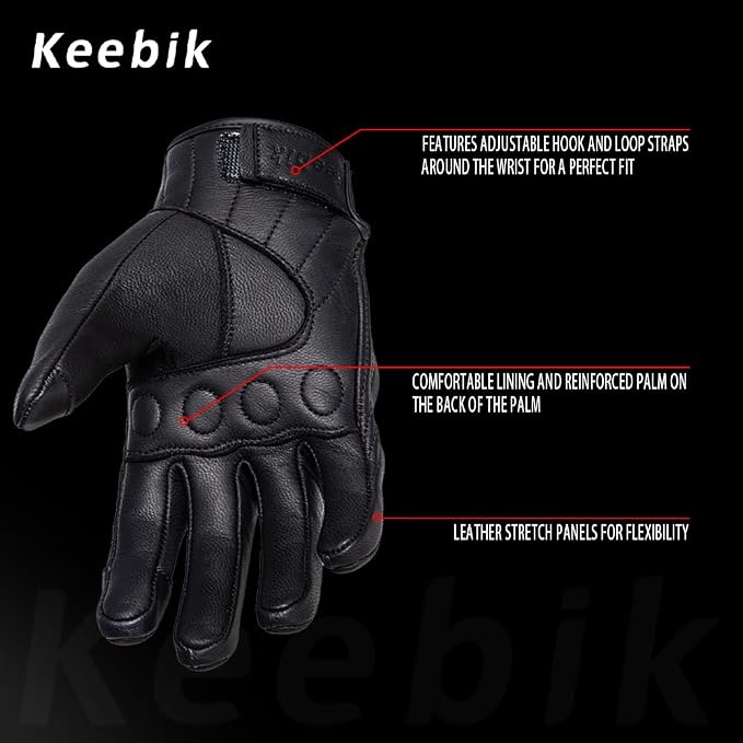 Goatskin Leather Motorcycle Motorbike Powersports Racing Gloves Reflective - Image 3