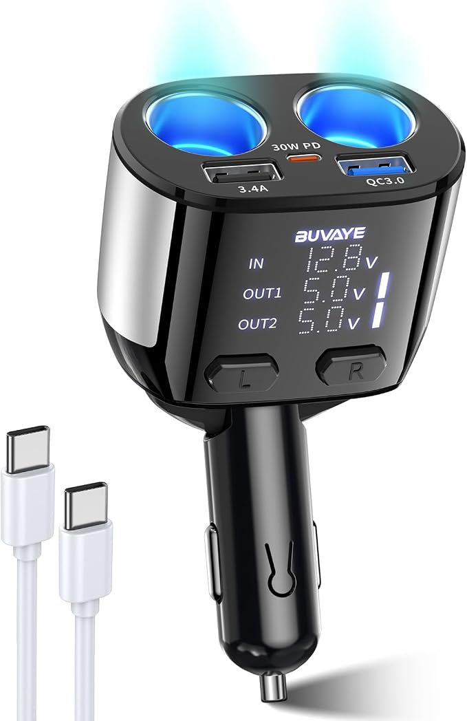 5 in 1 USB C Car Charger Adapter by BUVAYE
