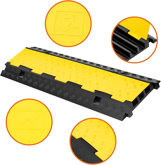 3 Channel 2 Pack Cable Protector Ramp Traffic Wire and Hose Ramp Cord Cover - Image 9