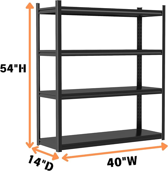 Metal Garage Shelving Unit, Heavy Duty 4-Tier Adjustable Storage Rack, Steel - Image 3