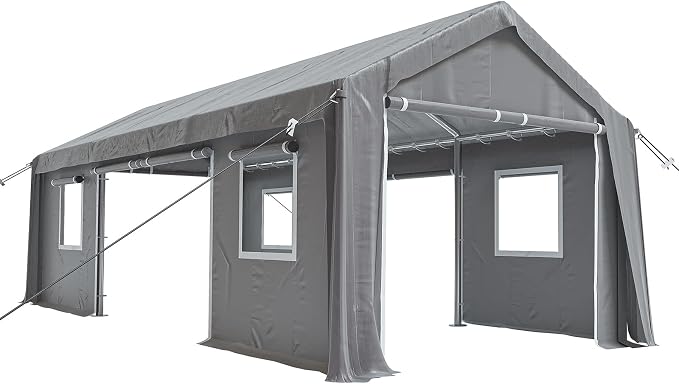 12x20ft Heavy Duty Carport Outdoor Canopy Portable Garage - Image 7