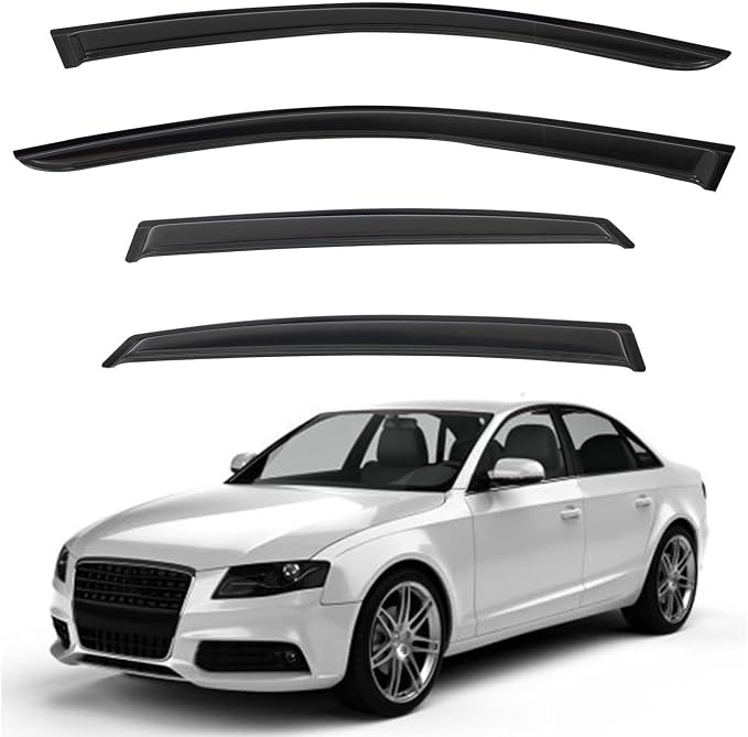 4pcs Front+Rear Smoke Tint Sun/Rain Guard Outside Mount Tape-On Vent Window by LQQDP