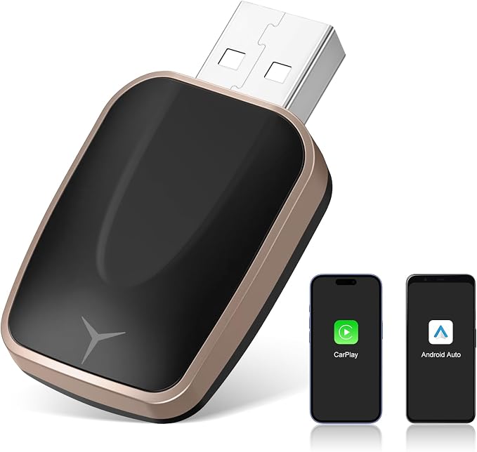 Mini Wireless CarPlay Adapter for iPhone, 2 in 1 CarPlay and Android Auto by LEXXSON