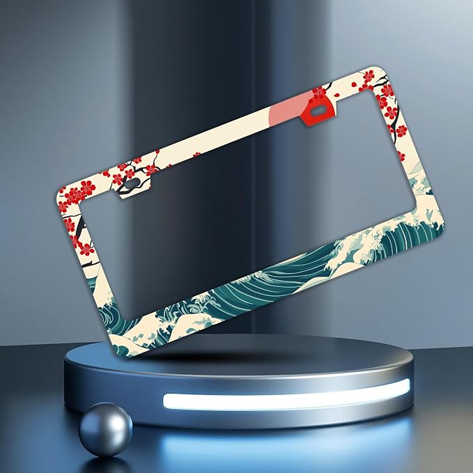 Waves Cherry Blossom License Plate Frames - Image 2